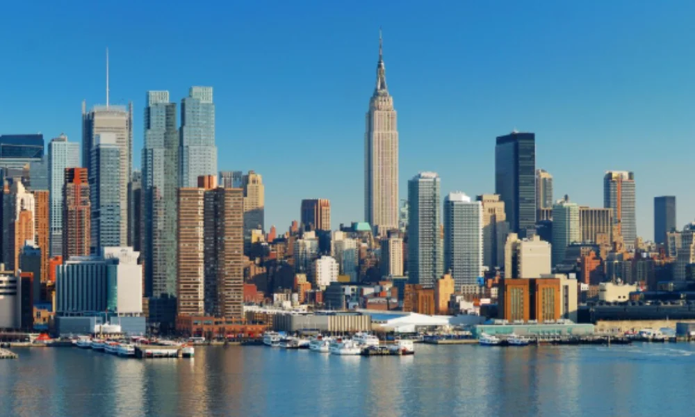New York City skyline with the Empire State Building centered