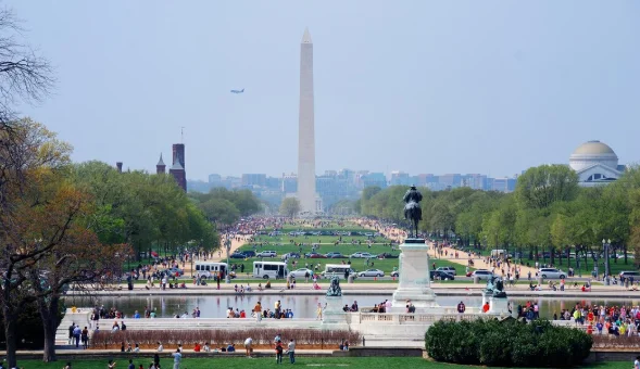 Wide view of the National Mall featuring the Washington Monument centered-east coast travel destinations