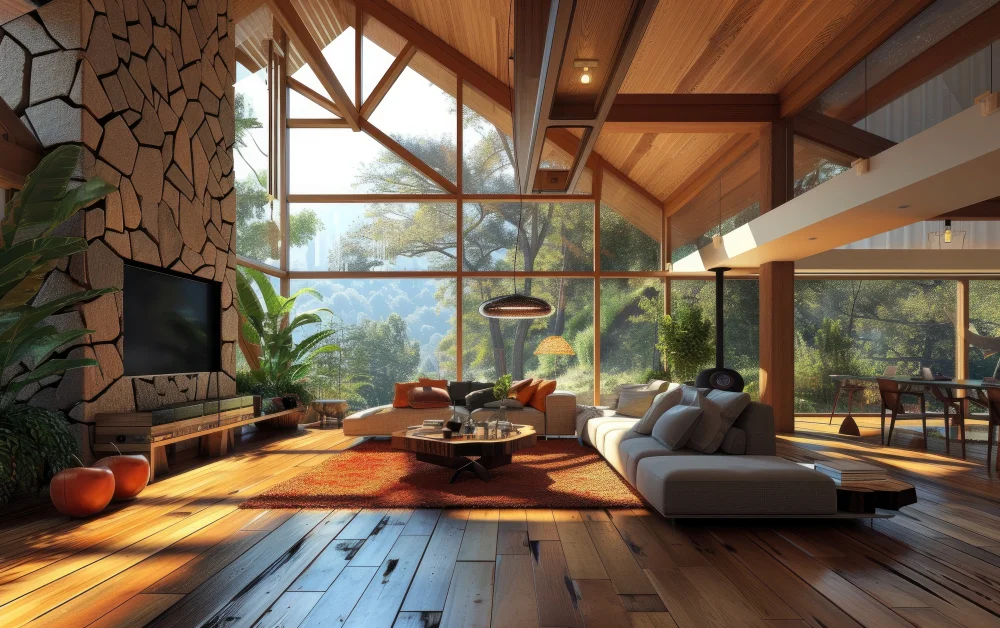Kitchen and Dining: Modern Cabin Interior Design