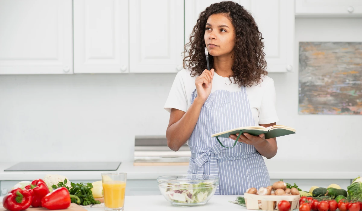 Woman Reading in Cozy Kitchen