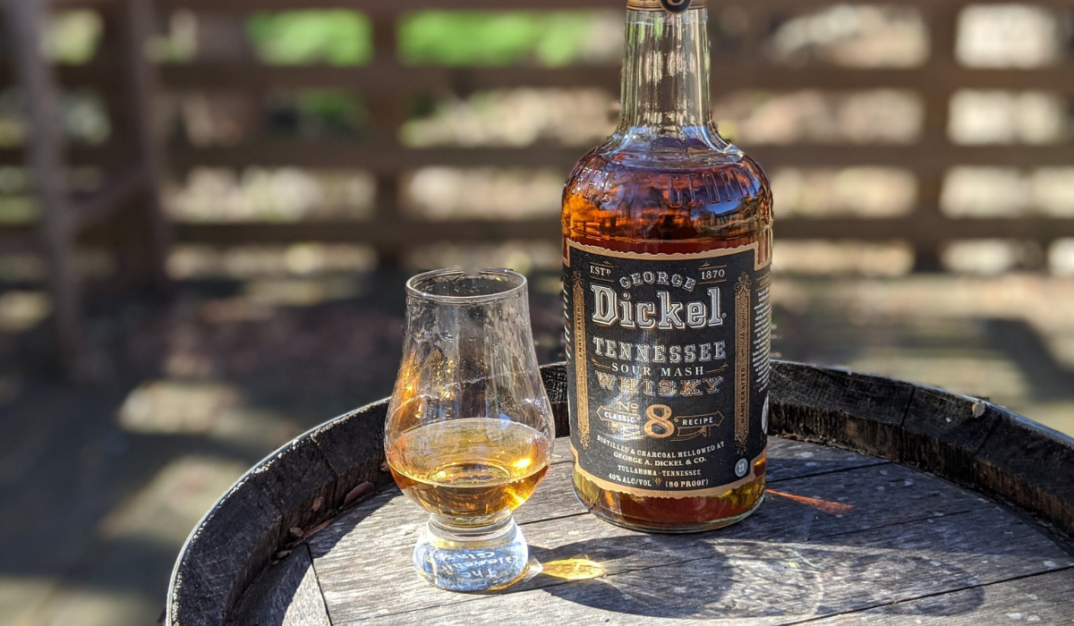 Dickie’s Whiskey Bottle and Glass