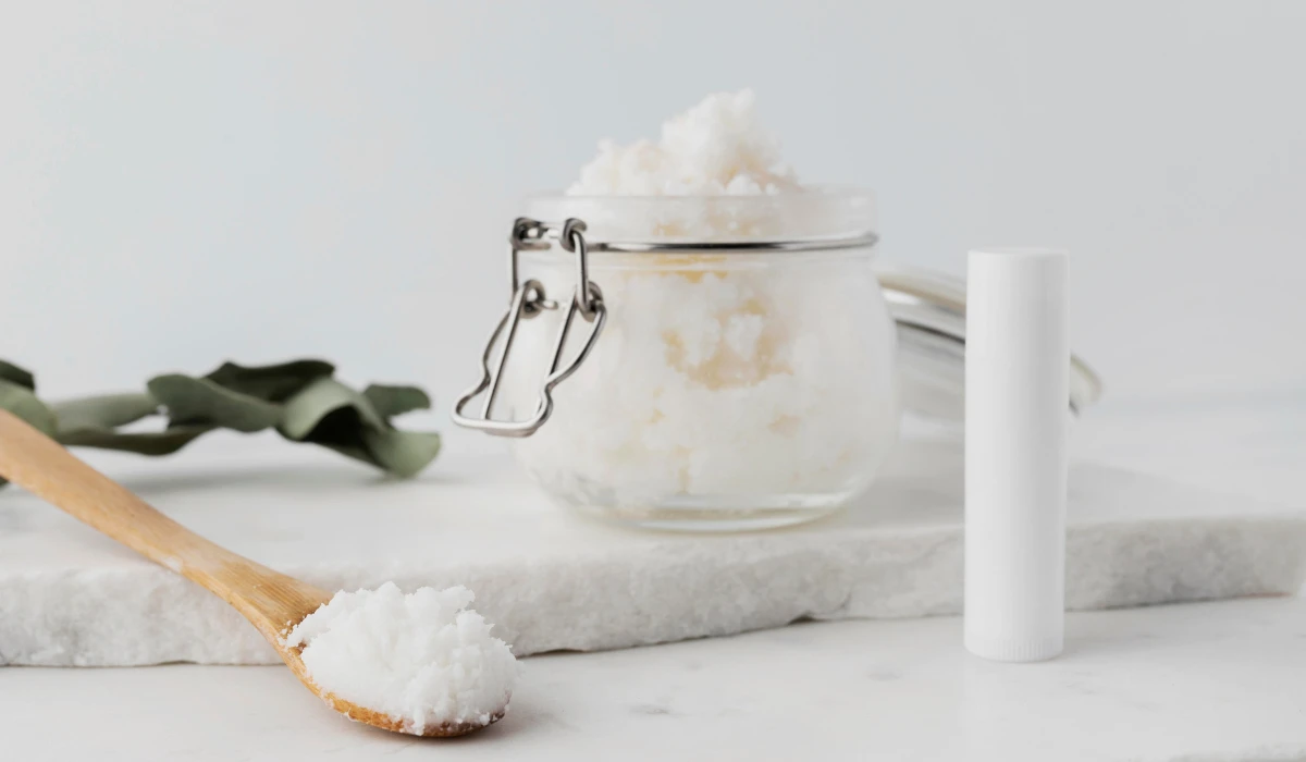 Coconut Oil with Wooden Spoon