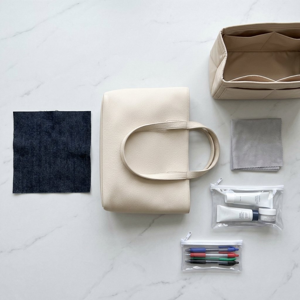 How do you prevent color transfer on light-colored leather bags?