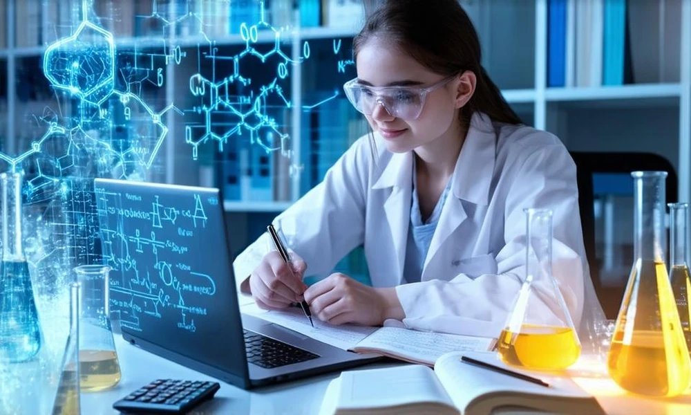 Student using AI for organic chemistry