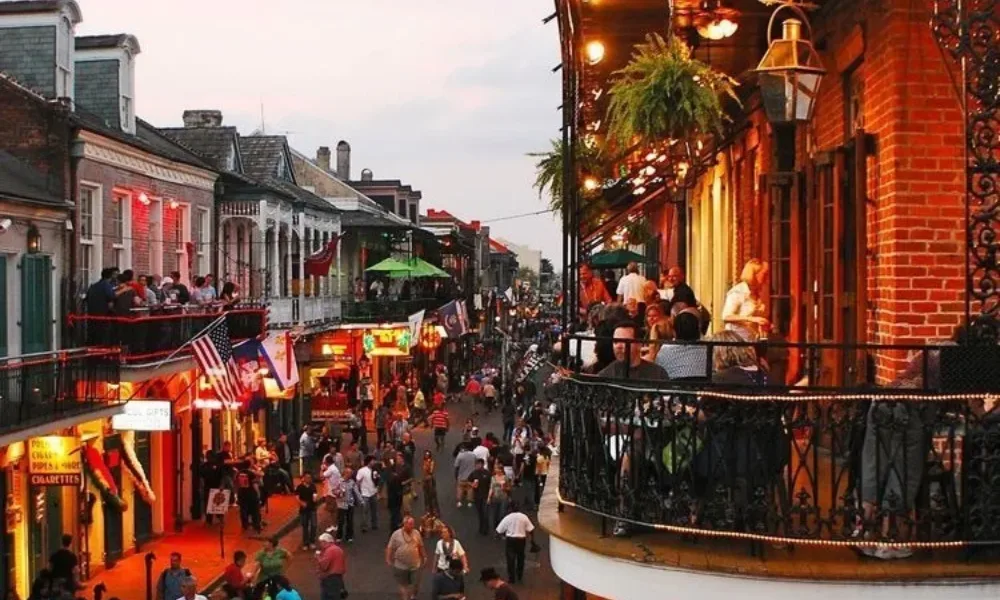 Historic French Quarter streetscape in New Orleans for Best Places to Visit in Spring.