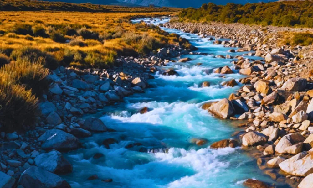 Glacial stream and alpine scenery at Aoraki Mount Cook for Best Places to Visit in New Zealand.