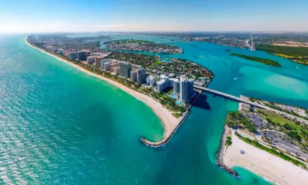 Coastal aerial view of Haulover Park and beach shoreline for Best Beaches in Miami.
