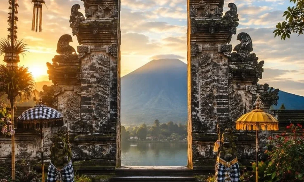 Iconic split gate temple view in Bali Indonesia for December Vacation Destinations.