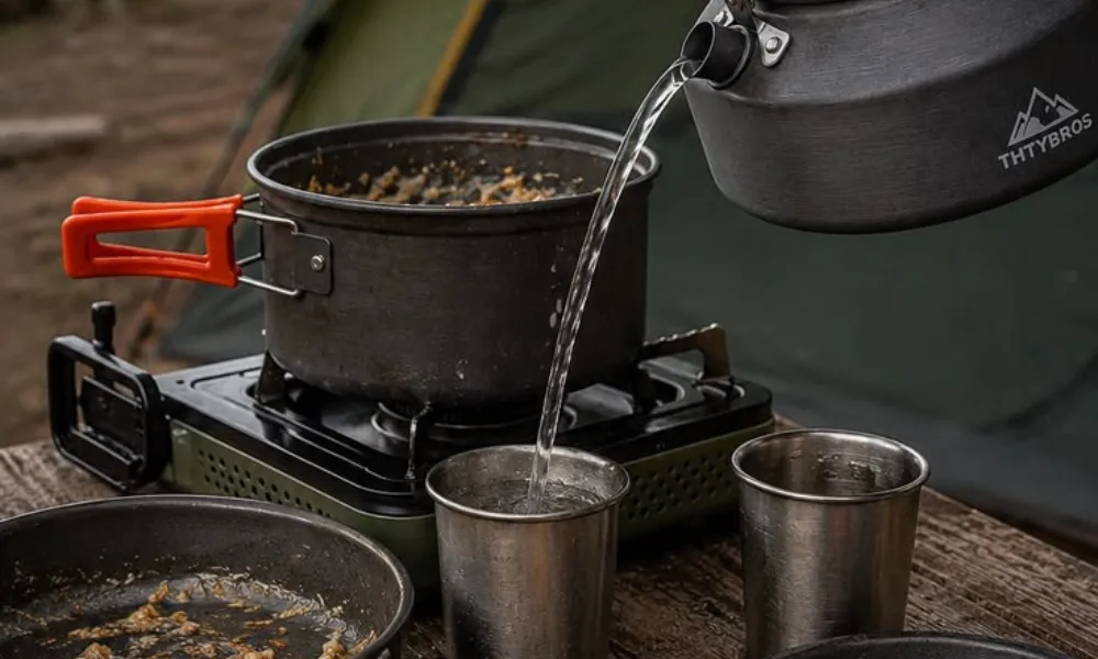 Portable camping stove and kettle cookware set for Best camping gear checklist 2026.