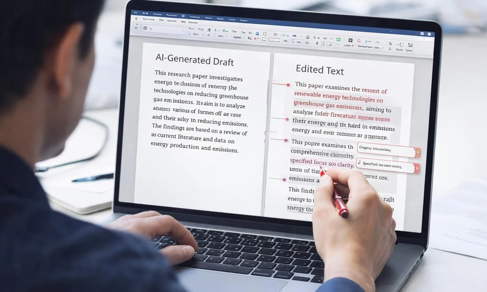 AI writing tools displayed on a laptop