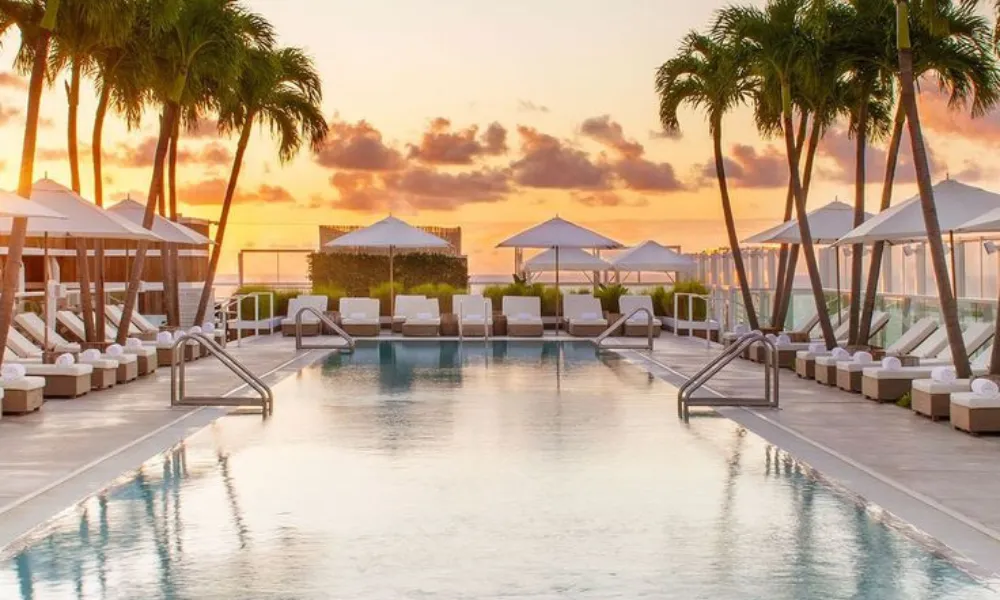 Oceanfront resort pool deck and beachside scenery for Best Beaches in Miami.