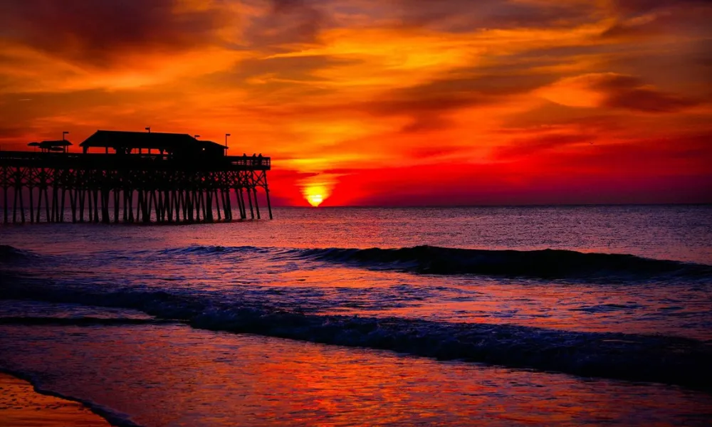 Sunset beach views and ocean pier scenery for Best Beaches in Miami.