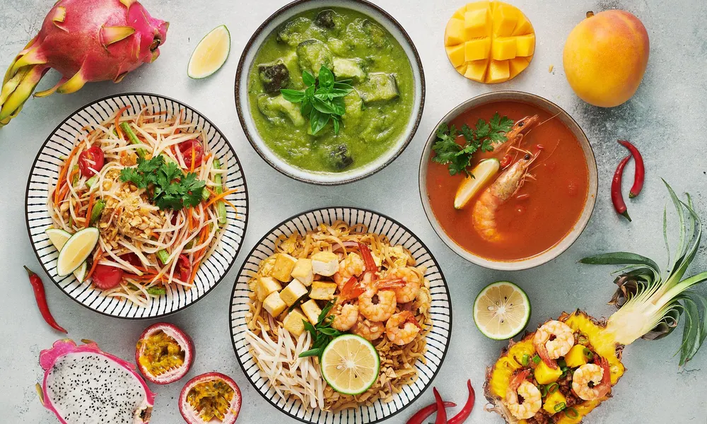 Pad Thai, green curry, and Tom Yum soup